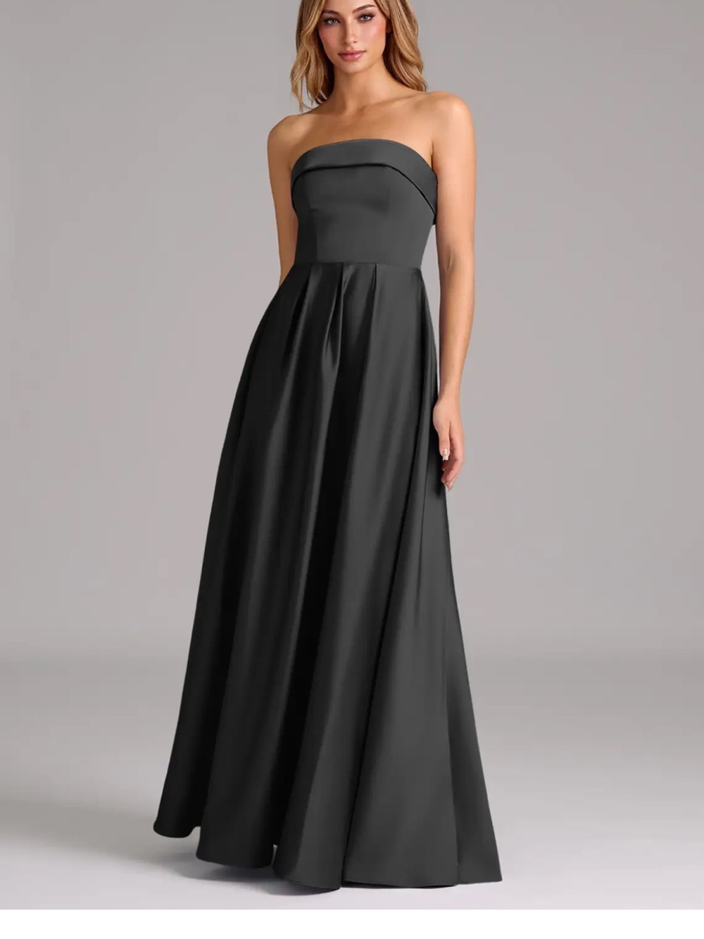 Azazie Black Strapless Maxi Evening Gown